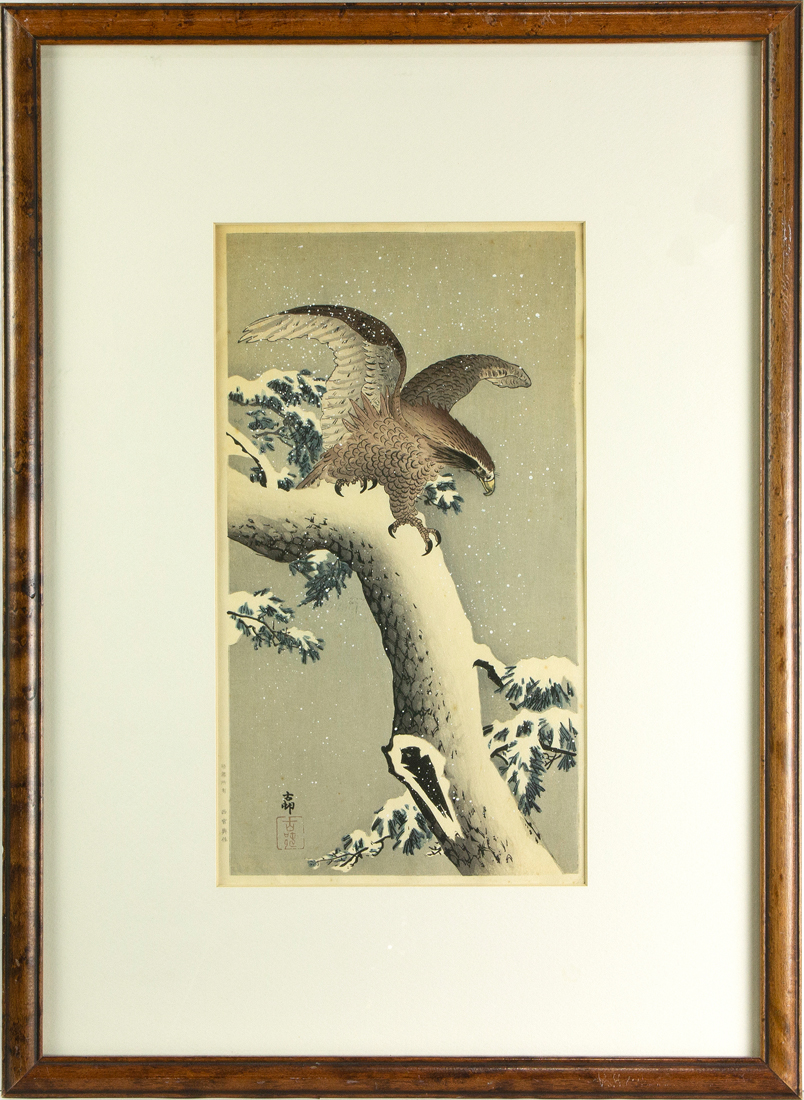 Appraisal: OHARA KOSON - EAGLE ON A SNOWY BRANCH Ohara Koson