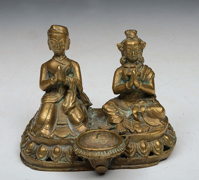 Appraisal: A NEPALESE BRASS OIL LAMP th Century or earlier in