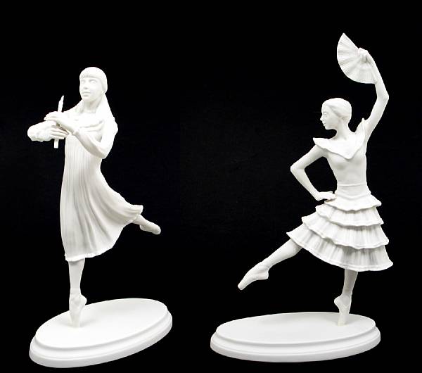 Appraisal: Two Boehm bisque figures of dancers height approximately in each