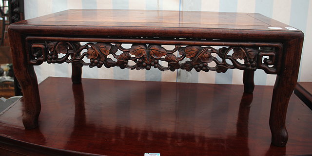 Appraisal: A LATE TH CENTURY CHINESE HARDWOOD LOW TABLE with pierced