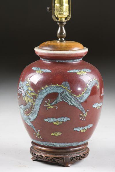 Appraisal: Oriental Enameled Vase as a Table Lamp first quarter th