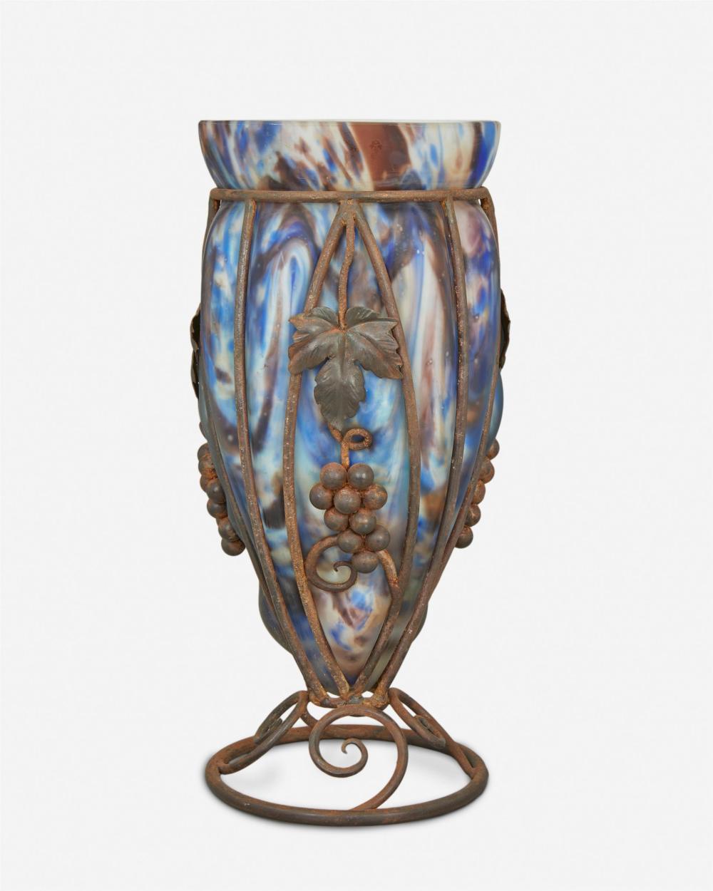 Appraisal: A Charles Schneider Le Verre Fran ais wrought iron and