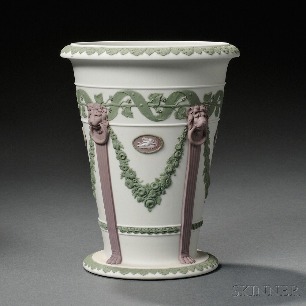 Appraisal: Wedgwood Three-color Jasper Vase England th century solid white body