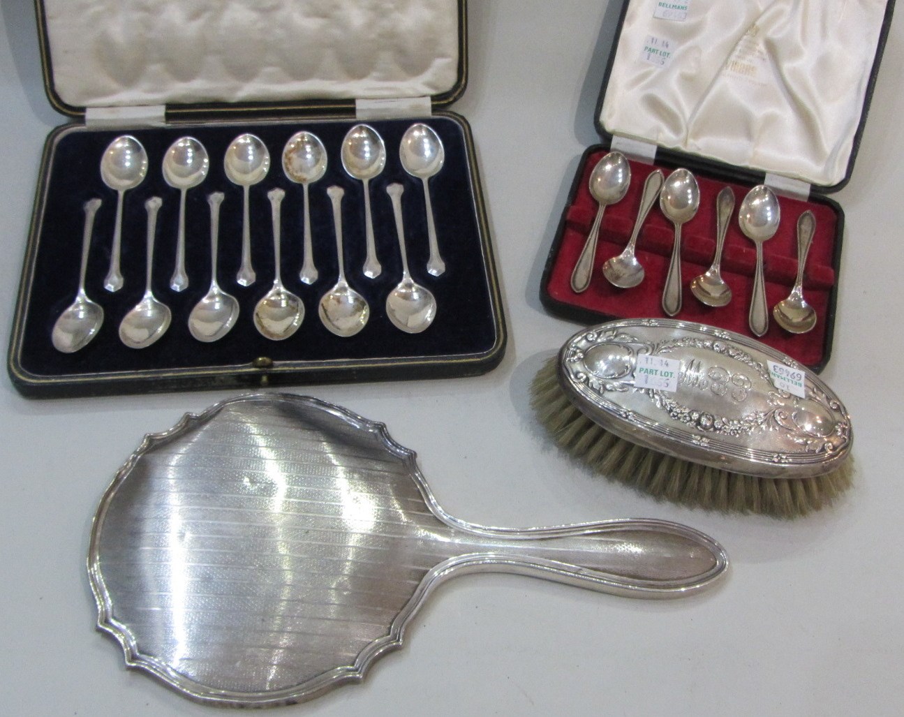 Appraisal: Silver and silver mounted wares comprising a set of twelve