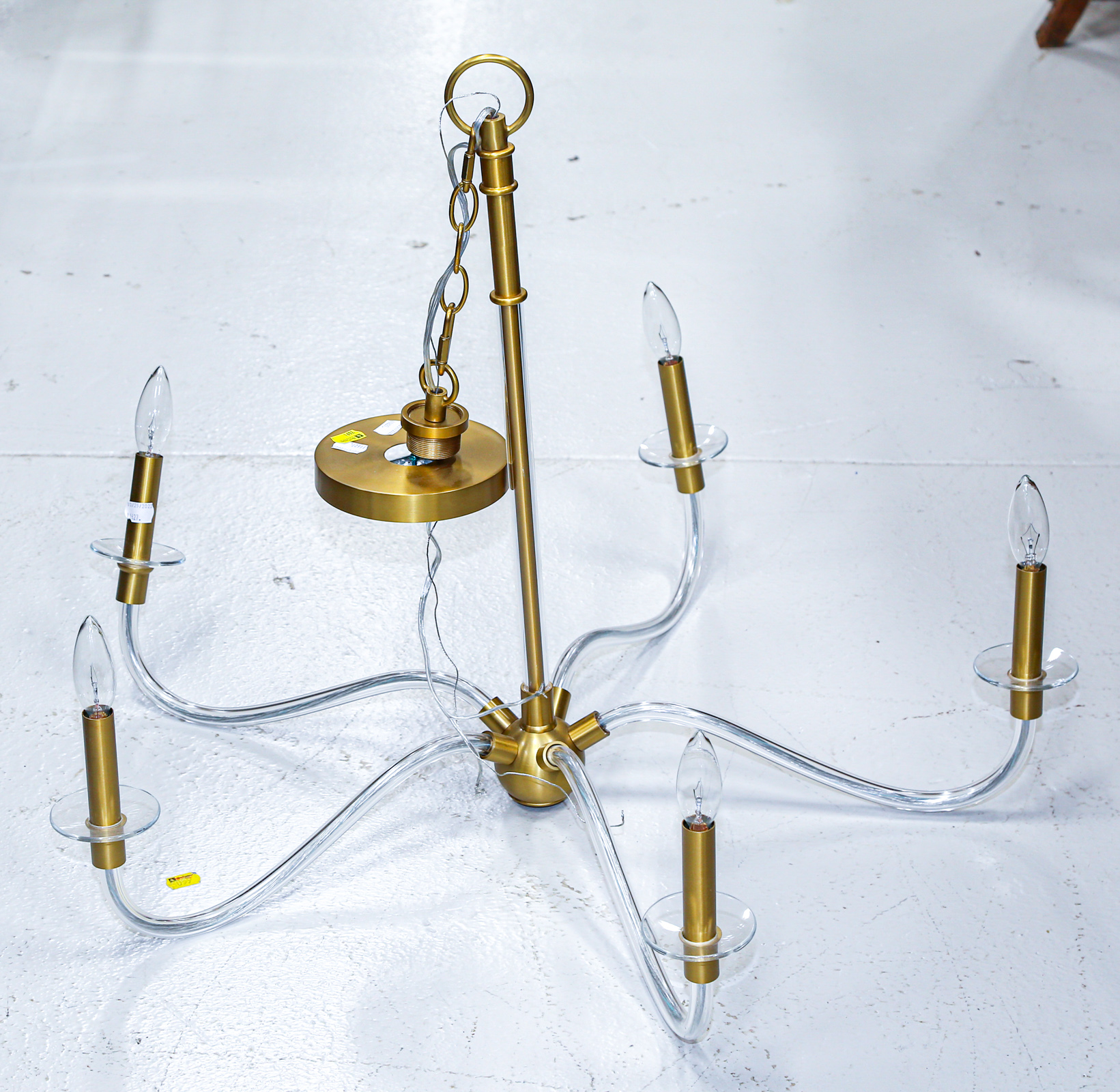 Appraisal: BRASS PLEXIGLASS CHANDELIER Modern