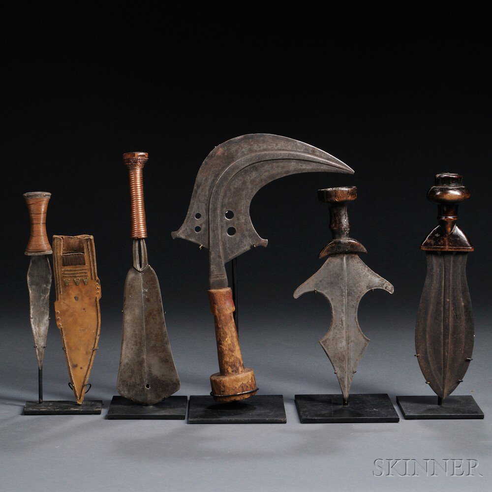 Appraisal: Five African Knives includes one from the Nkutshu the Kuba