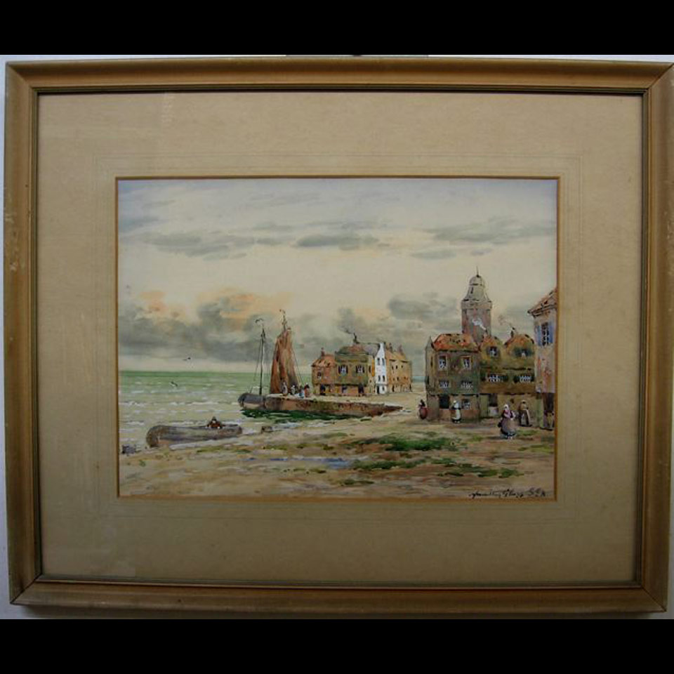 Appraisal: JOHN HAMILTON GLASS - SCOTTISH COASTAL VIEWS PAIR OF WATERCOLOURS