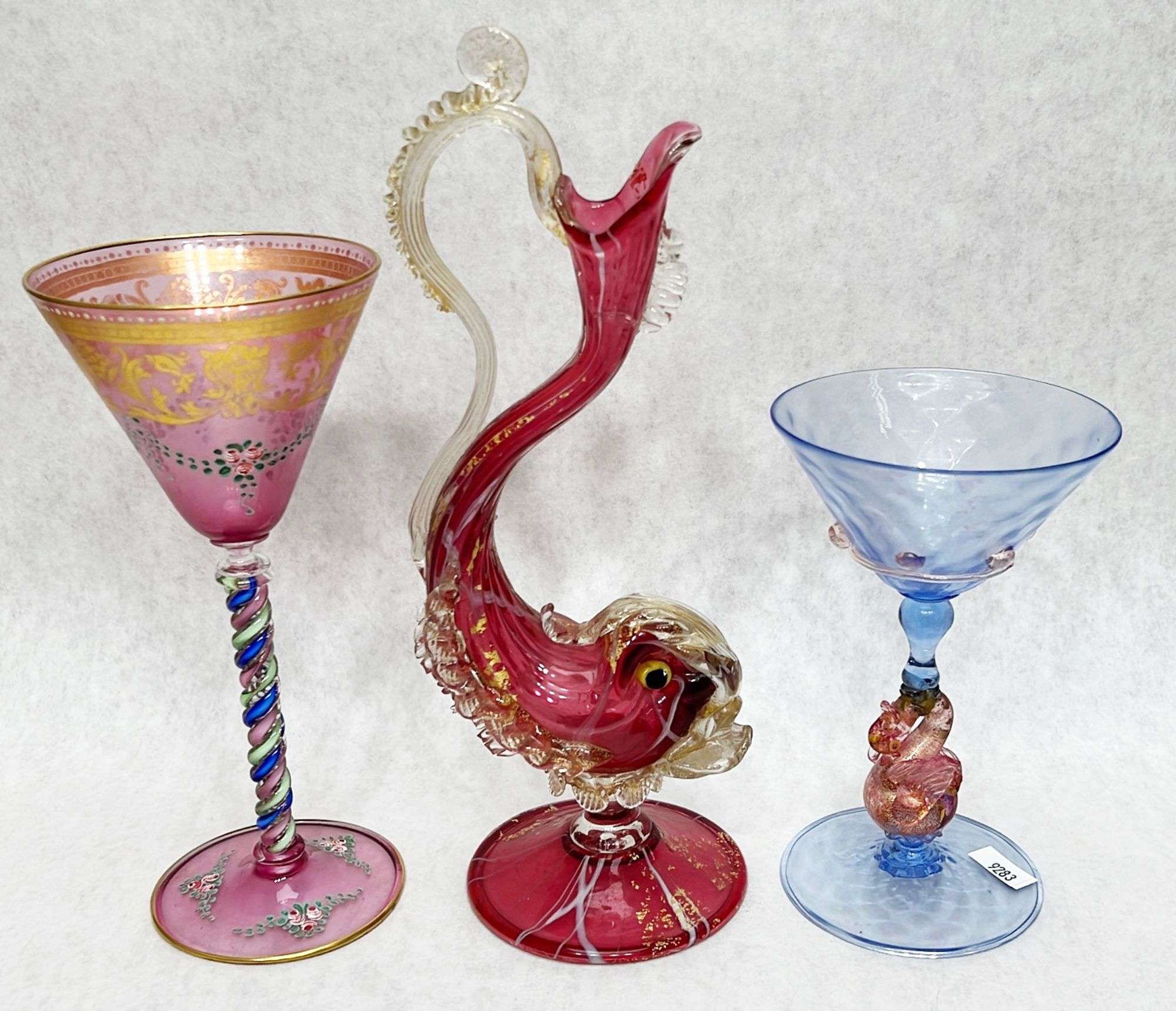 Appraisal: Venetian Glass Salviati ObjectsDolphin tall and has a crack near