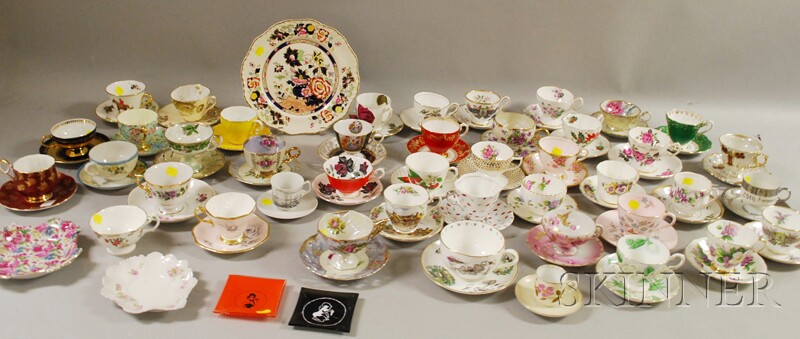 Appraisal: Collection of Bone China Teacups and Saucers an Ironstone Plate