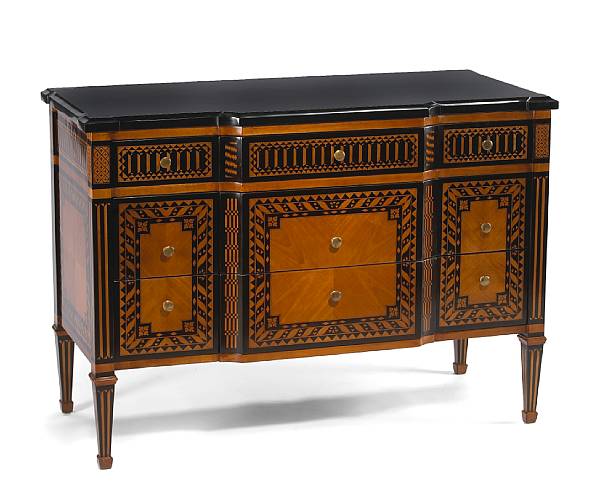 Appraisal: A fine Italian Neoclassical style parquetry and satinwood commode en