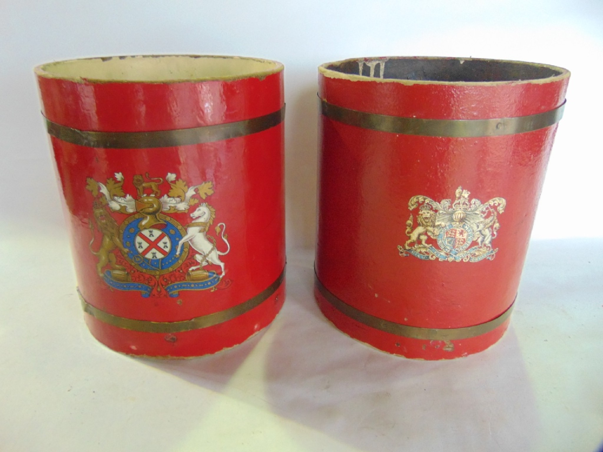 Appraisal: Two similar late th early th century munition caddies each