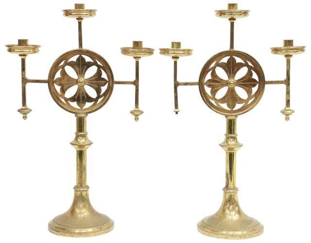 Appraisal: pair English Victorian Gothic Revival ecclesiastical candelabra th c each