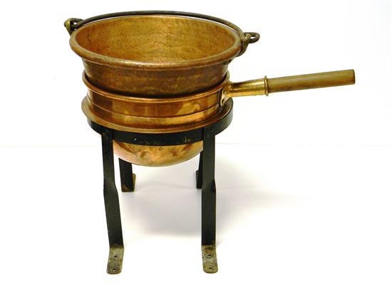 Appraisal: Copper pail with swing handle along with a copper pan