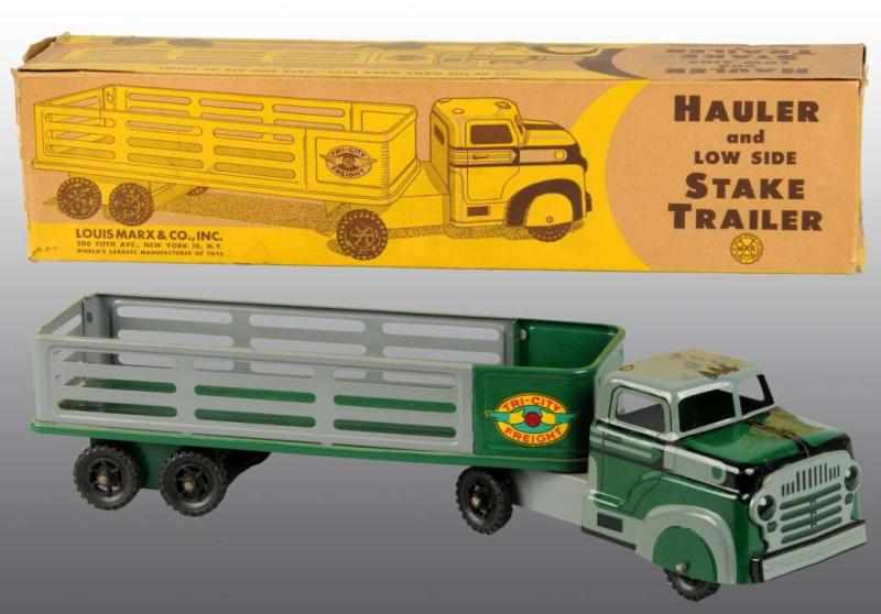 Appraisal: Pressed Steel Marx Tri-City Freight Stake Truck Description American All