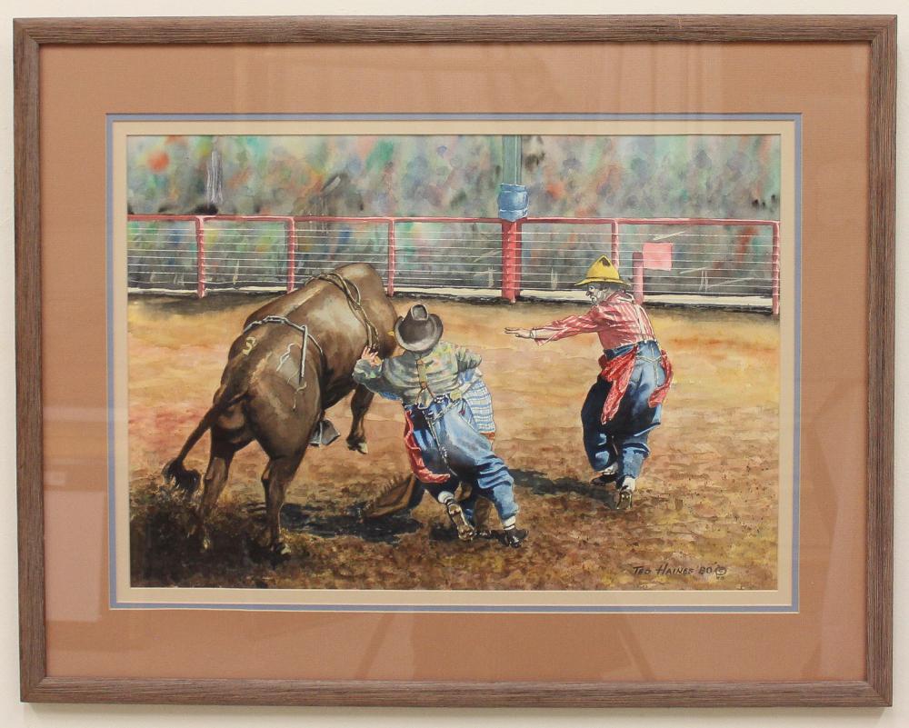 Appraisal: TED HAINES Oregon th century watercolor on paper Hung-Up Clowns