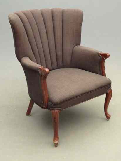 Appraisal: Vintage upholstered club chair '' Seat Ht '' Overall Ht