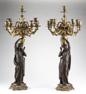 Appraisal: th c bronze Pair of th century patinated and gilt