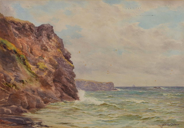 Appraisal: JAMES AITKEN Exh - A coastal headland Isle of Man