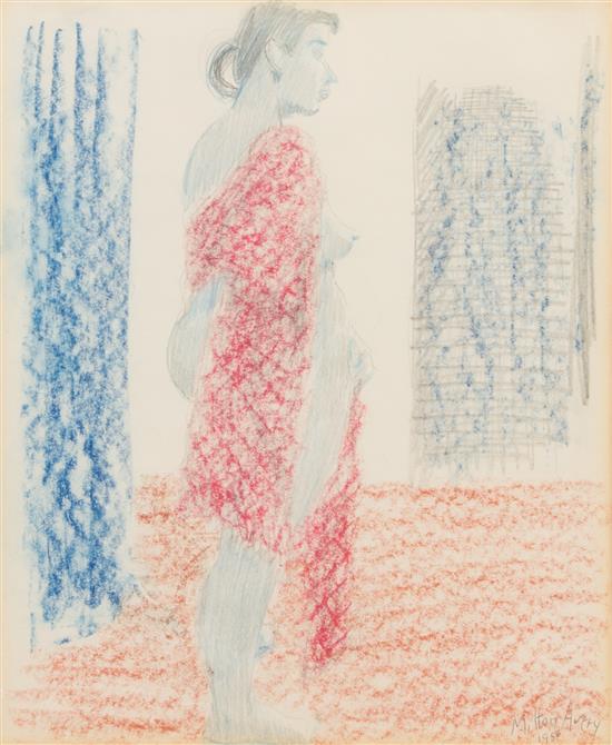 Appraisal: Sale Lot Milton Avery American - Red Shawl crayon and