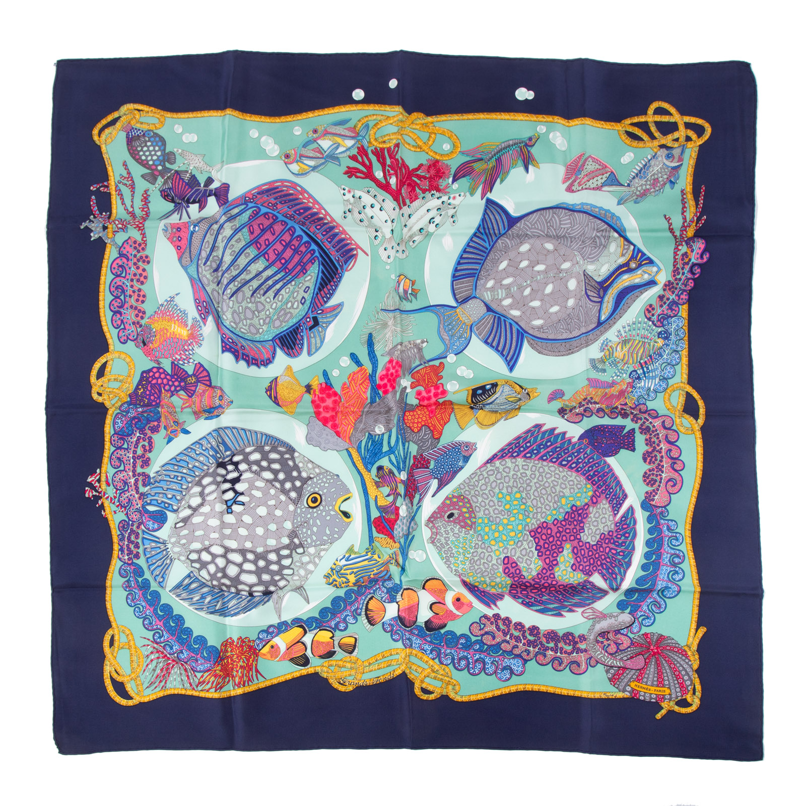 Appraisal: AN HERMES GRANDS FONDS SCARF Black and multicolor Hermes cm