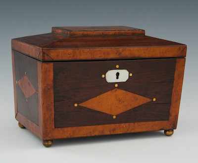 Appraisal: A Hand Made Wood Tea Caddy With a coffered hinged