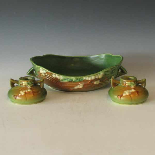 Appraisal: Roseville Snowberry console set in green including a pair of