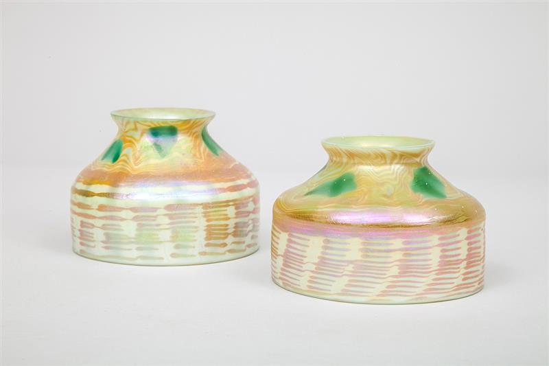 Appraisal: Two Small Tiffany Style Shades Marked 'M ' or 'M