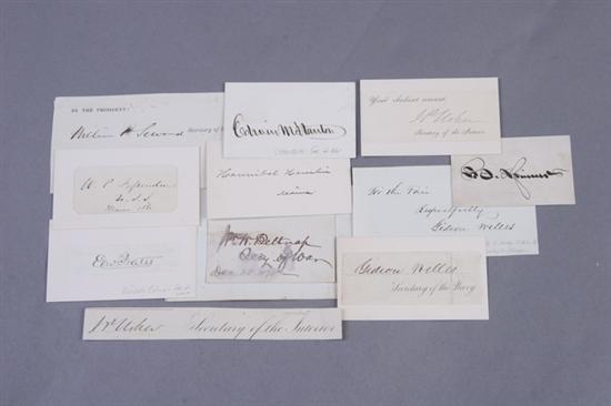 Appraisal: ELEVEN SIGNATURES MEMBERS OF LINCOLN'S CABINET Edward Bates Attorney General