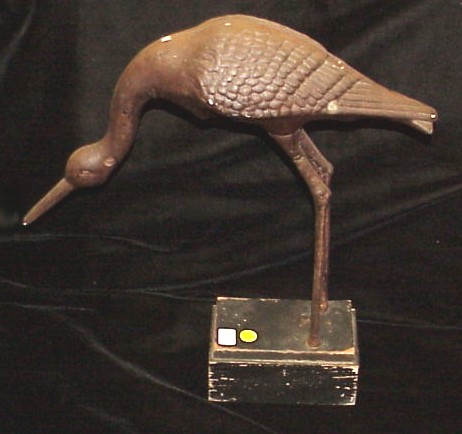 Appraisal: Iron heron on wood plinth h including base