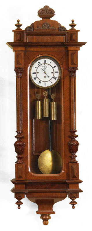 Appraisal: FRENCH TRIPLE WEIGHT REGULATOR WALL CLOCK Removable pediment with applied