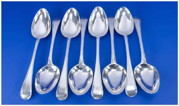 Appraisal: Rare Set of Eight Nineteenth Century Silver Serving Spoons Each