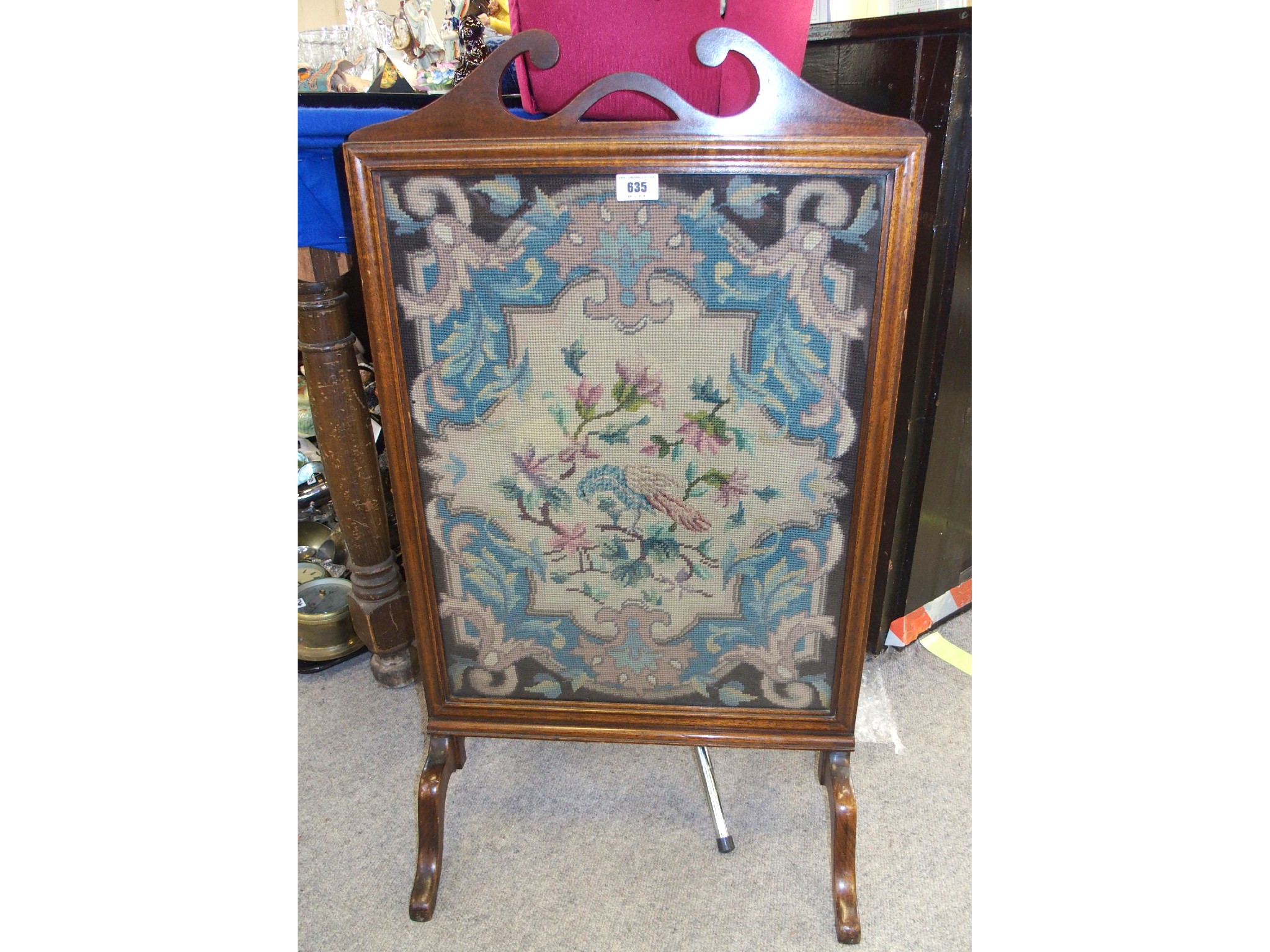 Appraisal: Mahogany framed tapestry firescreen