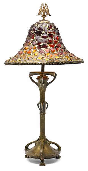 Appraisal: A Christofle gilt-bronze lamp base together with a chunk-glass shade