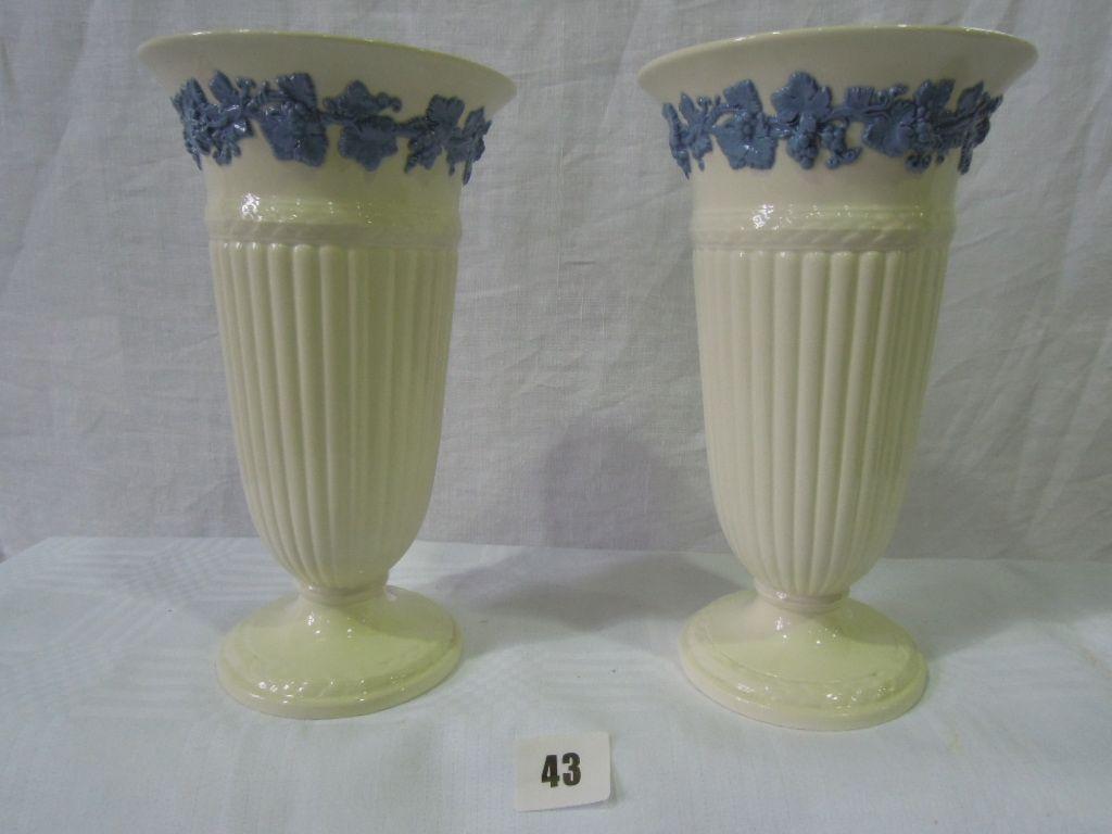 Appraisal: A pair of Wedgwood Queen's ware vases decorated with flowers