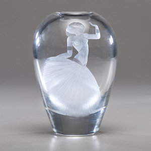 Appraisal: Vicke Lindstrand for Orrefors Swedish - Josephine Baker Vase etched