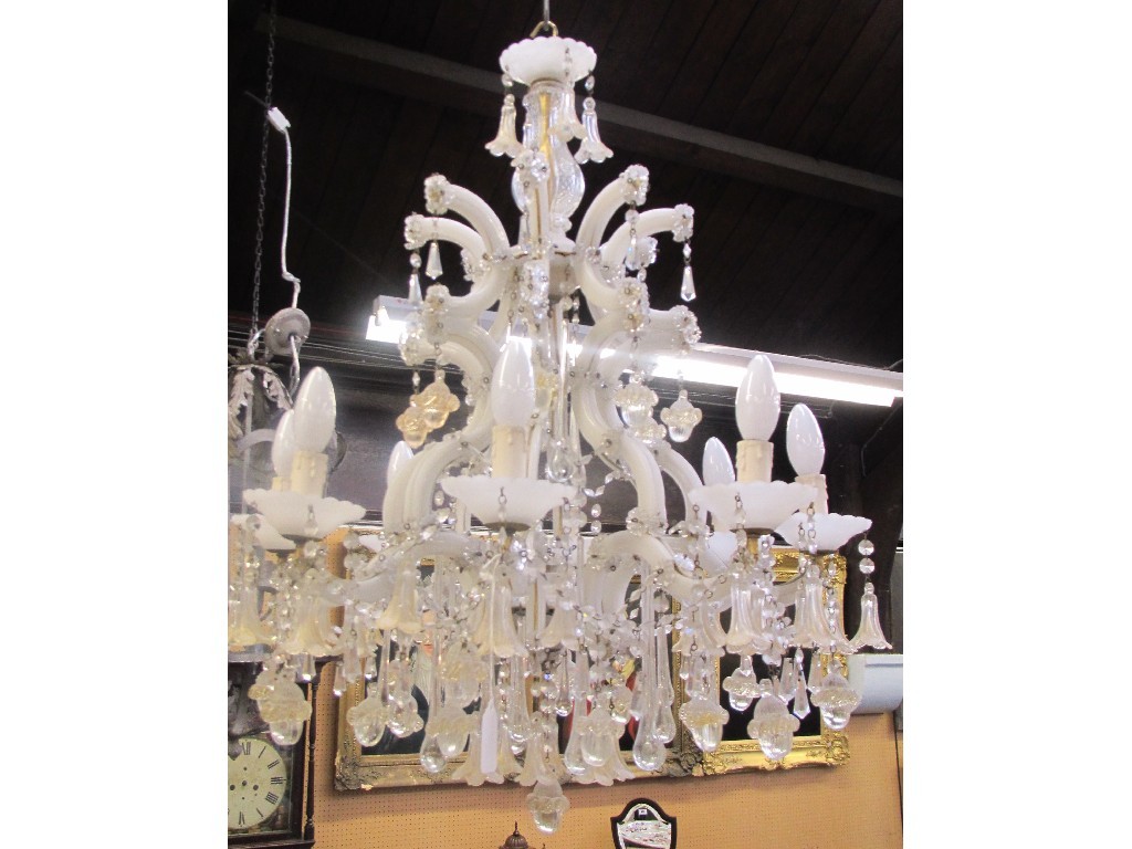 Appraisal: Venetian opaque glass chandelier with glass drops