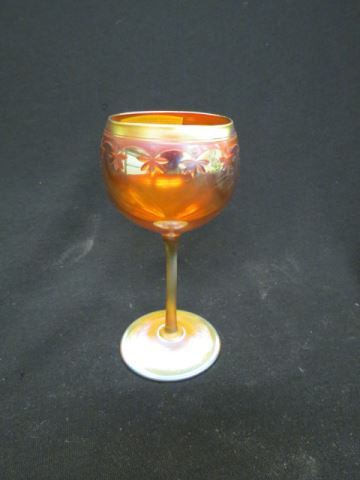 Appraisal: Tiffany Favrile Art Glass Wine etched gold iridescent tall signed