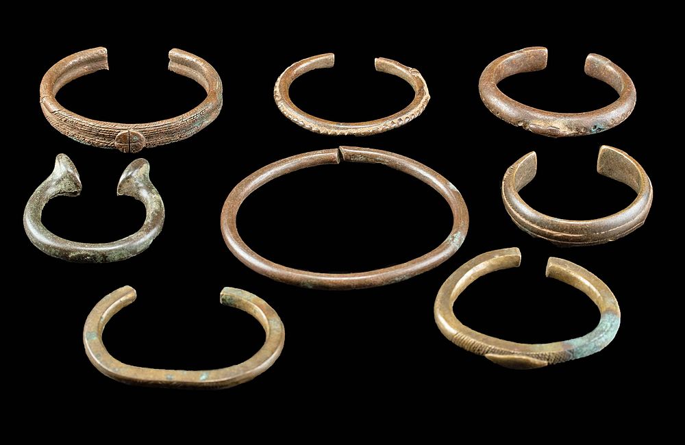 Appraisal: Eight th C Nigerian Brass Currency Bracelets West Africa Nigeria