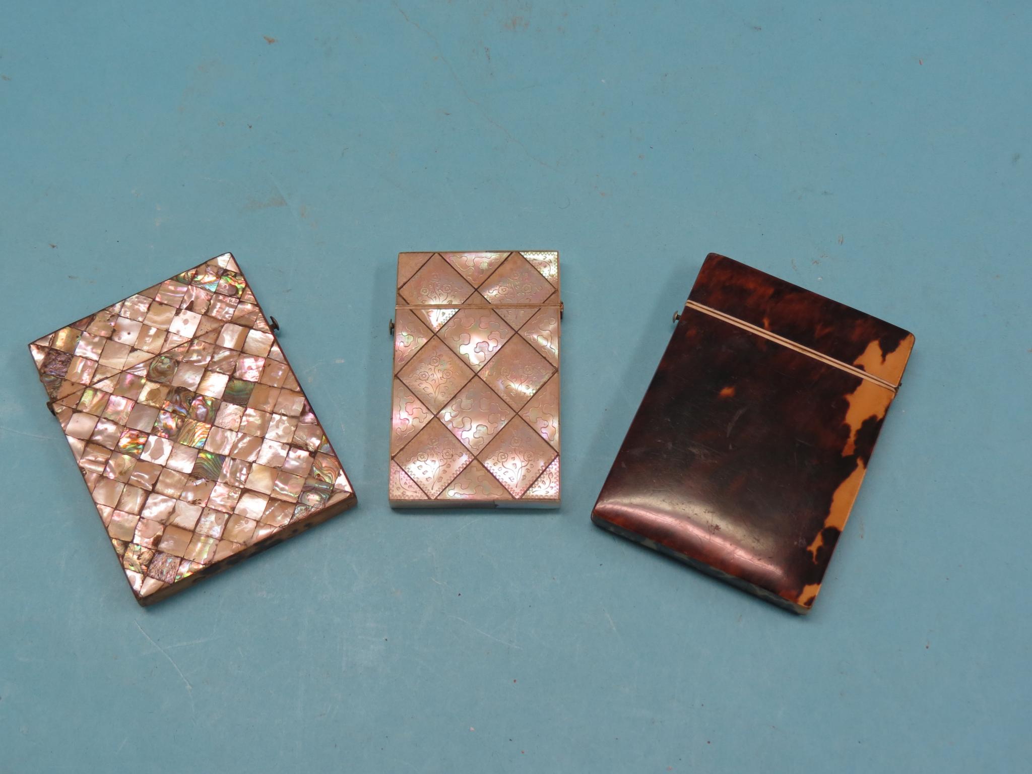 Appraisal: Two Victorian mother of pearl card cases one with engraved