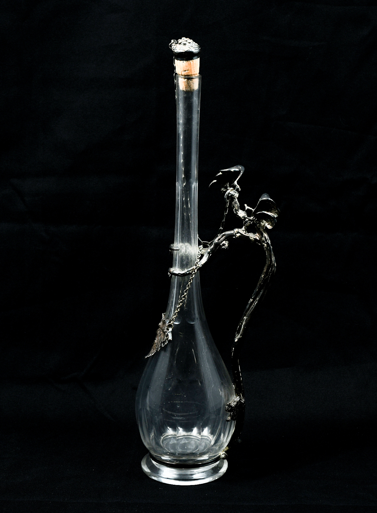 Appraisal: EARLY TH-CENTURY METAL MOUNTED WINE DECANTER Glass and Silvered metal