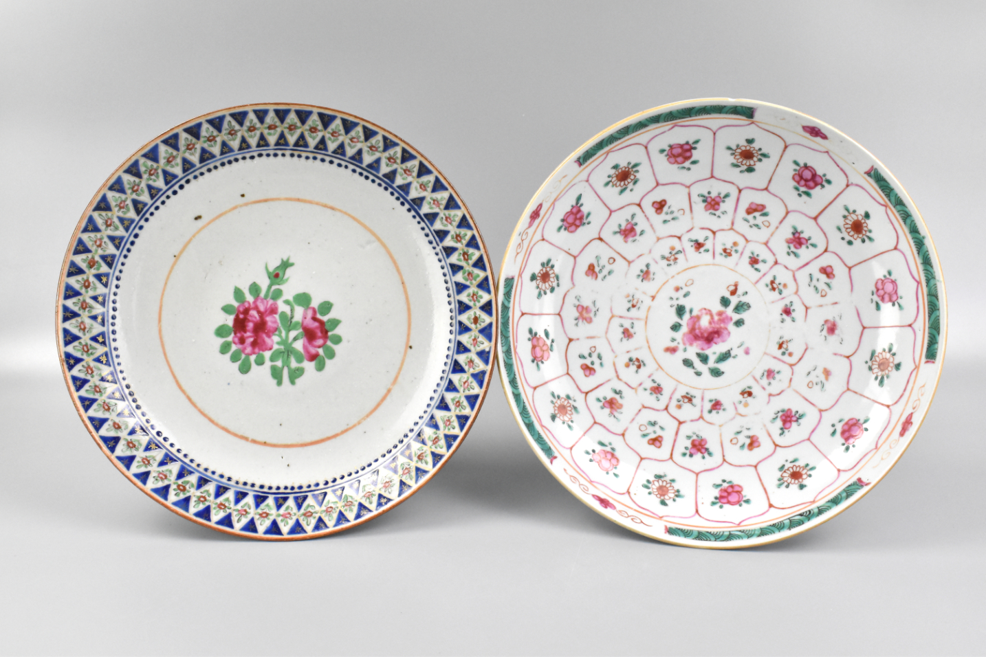 Appraisal: Two Chinese famille rose plates Roughly same size plates each