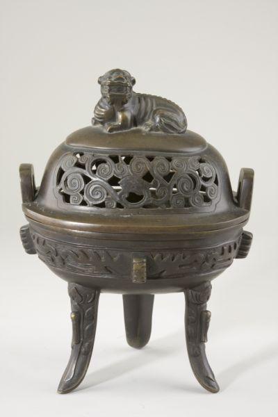 Appraisal: Chinese Bronze Censer circa ovoid form on tripod base the