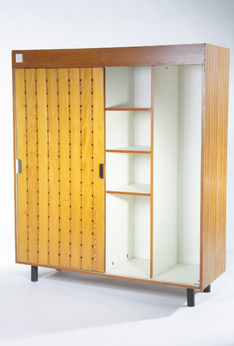 Appraisal: CHARLOTTE PERRIAND Extremely rare wardrobe with chamfered back and one