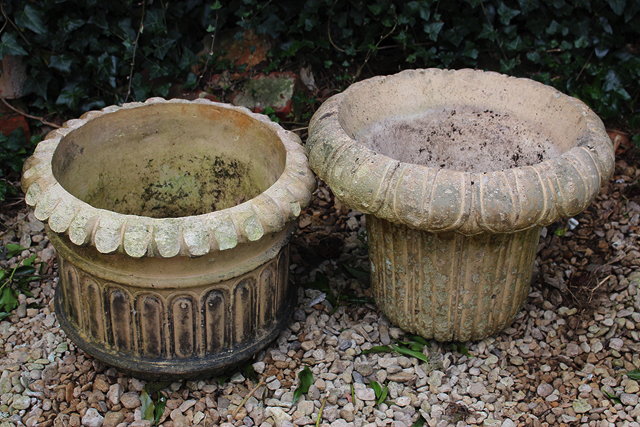 Appraisal: A VICTORIAN BUFF TERRACOTTA FLUTED CYLINDRICAL PLANTER with lobed rim