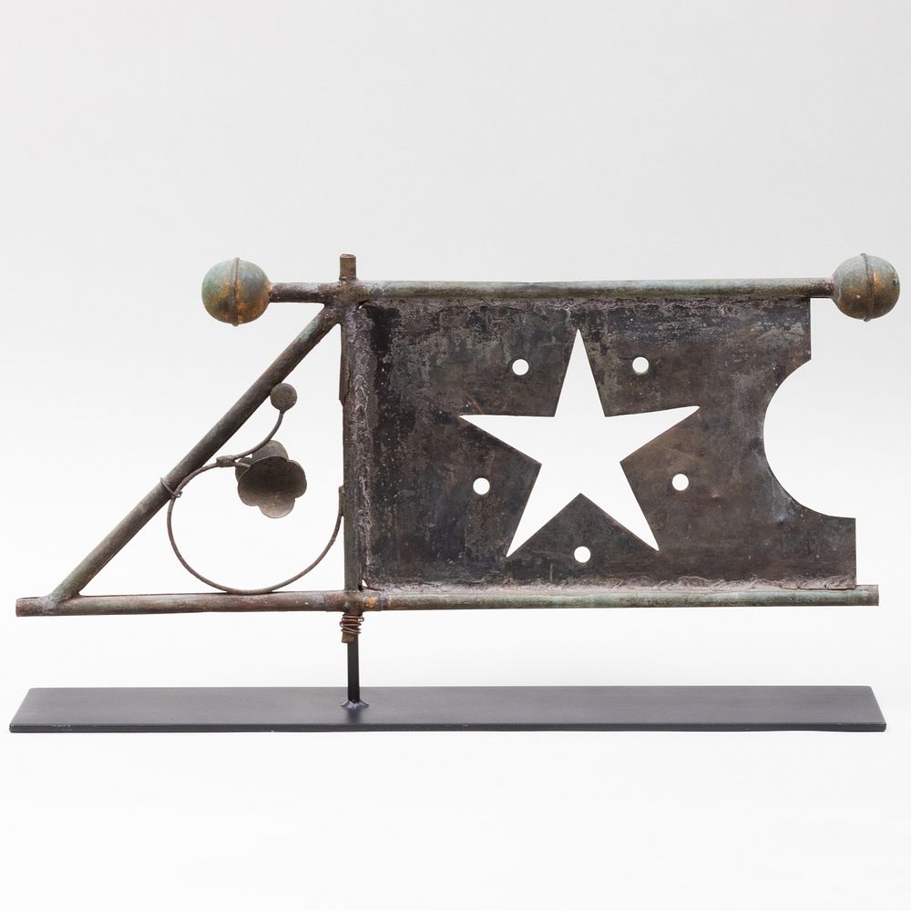 Appraisal: Metal Star Flag Weathervane Now raised on a stand x