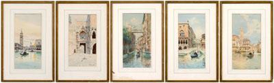 Appraisal: Five Venetian watercolors various artists all watercolor on paper and