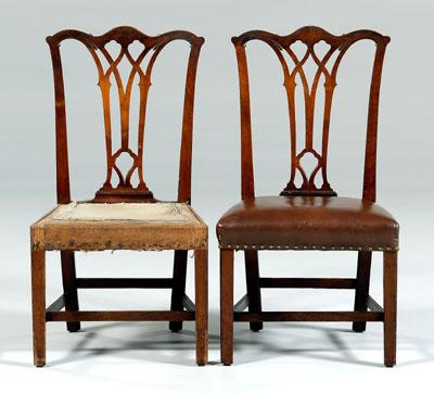 Appraisal: Pair Philadelphia Chippendale chairs each with Gothic tracery pierced splat