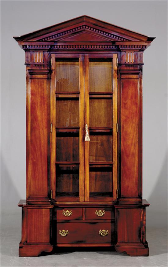 Appraisal: American mahogany display cabinet Hickory Chair William Pool Collection Greek