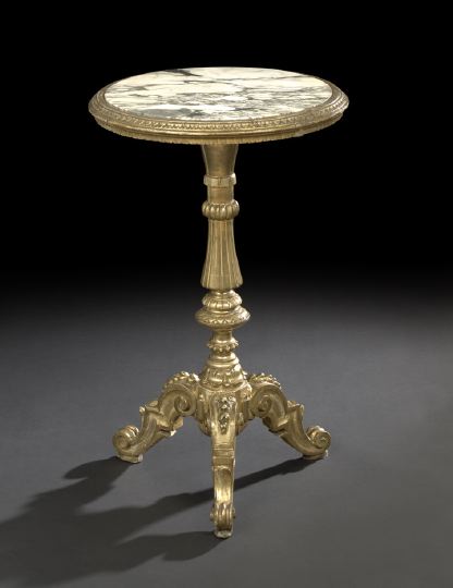 Appraisal: George III-Style Giltwood and Marble-Top Occasional Table fourth quarter th