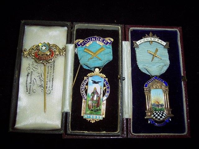 Appraisal: A masonic Founders medallion for Ravensfield Lodge enamelled a Saxon